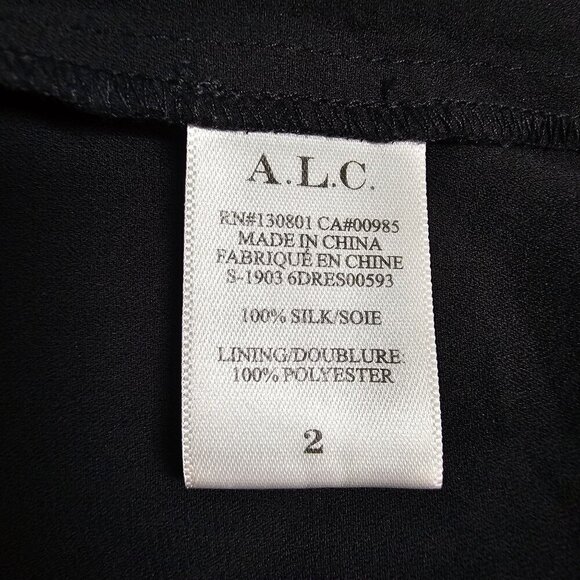 ALC Deep V-Neck Silk Polka Dot Viera Mini Dress Ruffled Flutter Sleeve Women's 2 - Picture 9 of 16